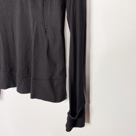 Lululemon Womens 8 Black Parallel Stripe White Think Fast Pullover Rulu 1/4 Zip - Picture 3 of 9